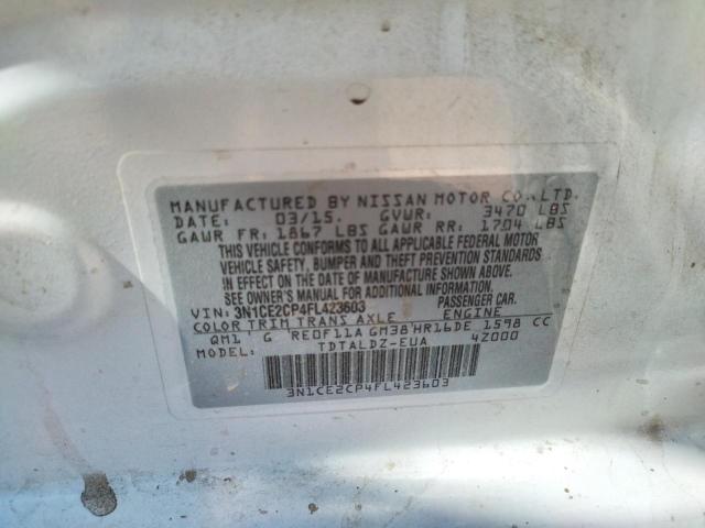 Photo 10 from auction – 2015 NISSAN VERSA NOTE with VIN 3N1CE2CP4FL423603