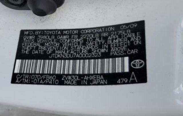 Photo 10 from auction – 2010 TOYOTA PRIUS with VIN JTDKN3DU7A0002323