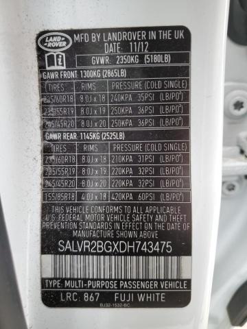 Photo 10 from auction – 2013 LAND ROVER RANGE ROVE with VIN SALVR2BGXDH743475