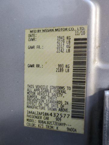 Photo 10 from auction – 2011 NISSAN ALTIMA BAS with VIN 1N4AL2AP1BN432577