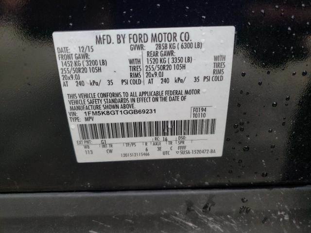 Photo 10 from auction – 2016 FORD EXPLORER S with VIN 1FM5K8GT1GGB69231