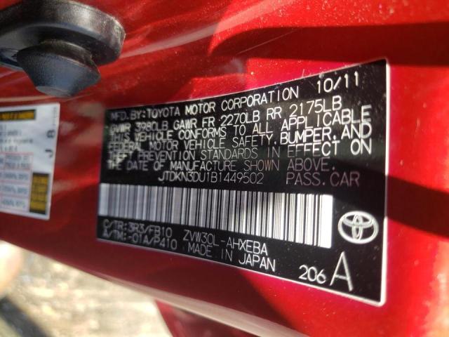 Photo 10 from auction – 2011 TOYOTA PRIUS with VIN JTDKN3DU1B1449502