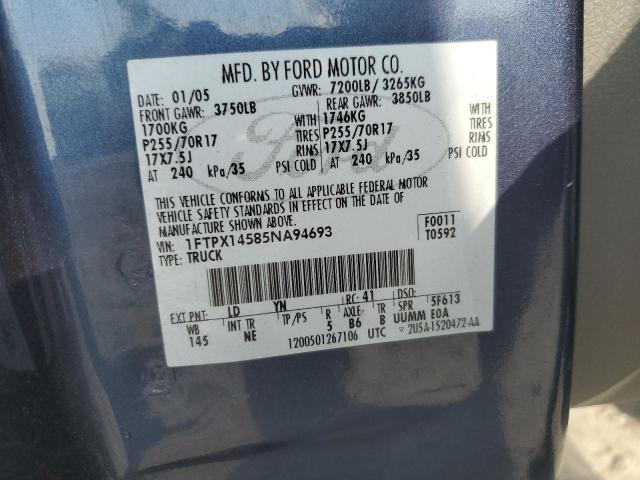 Photo 10 from auction – 2005 FORD F150 with VIN 1FTPX14585NA94693