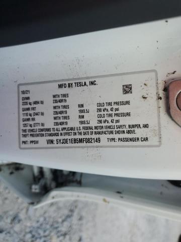 Photo 10 from auction – 2021 TESLA MODEL 3 with VIN 5YJ3E1EB5MF082149