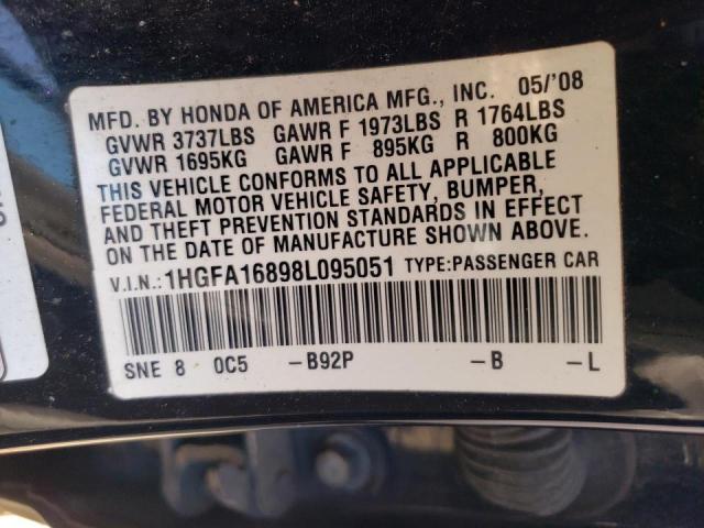 Photo 10 from auction – 2008 HONDA CIVIC EX with VIN 1HGFA16898L095051