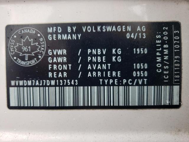 Photo 10 from auction – 2013 VOLKSWAGEN GOLF with VIN WVWDM7AJ7DW137543