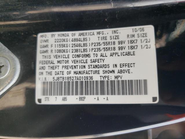 Photo 10 from auction – 2007 ACURA RDX TECHNO with VIN 5J8TB18527A010936