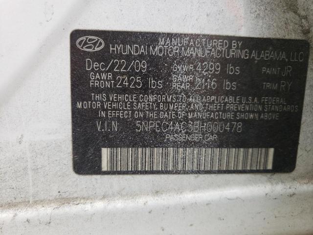 Photo 10 from auction – 2011 HYUNDAI SONATA SE with VIN 5NPEC4AC3BH000478