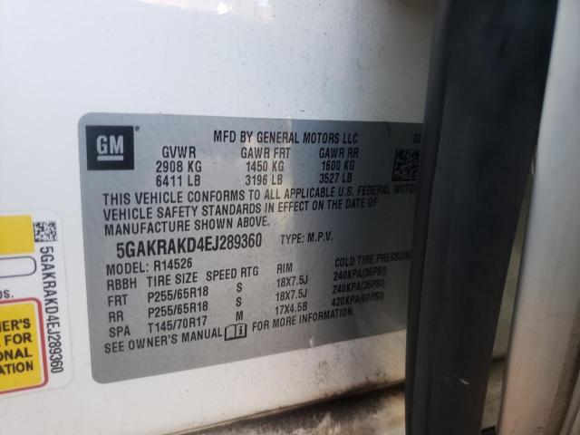 Photo 10 from auction – 2014 BUICK ENCLAVE with VIN 5GAKRAKD4EJ289360