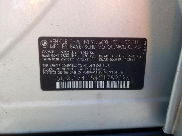 Photo 10 from auction – 2012 BMW X5 XDRIVE3 with VIN 5UXZV4C54CL759226