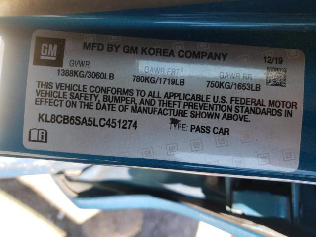 Photo 10 from auction – 2020 CHEVROLET SPARK LS with VIN KL8CB6SA5LC451274