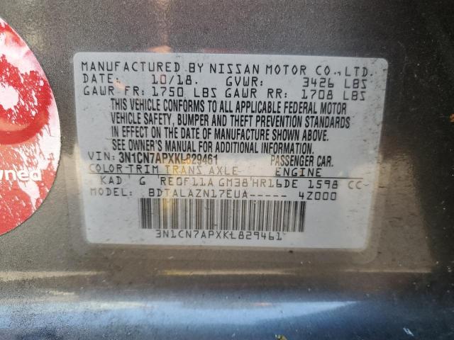 Photo 10 from auction – 2019 NISSAN VERSA S with VIN 3N1CN7APXKL829461