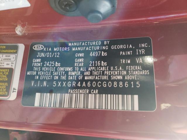 Photo 10 from auction – 2012 KIA OPTIMA SX with VIN 5XXGR4A60CG088615