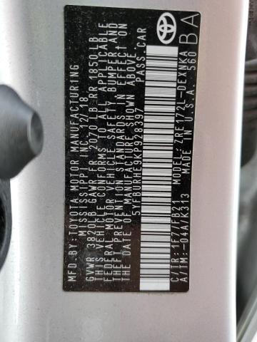Photo 10 from auction – 2019 TOYOTA COROLLA L with VIN 5YFBURHE9KP928397