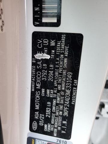 Photo 10 from auction – 2021 KIA FORTE FE with VIN 3KPF24AD3ME331049