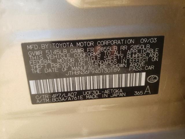 Photo 10 from auction – 2004 LEXUS LS 430 with VIN JTHBN36F940130189