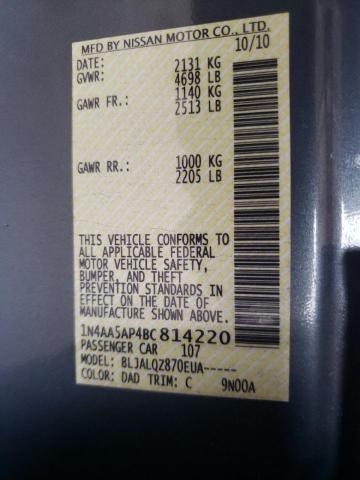 Photo 10 from auction – 2011 NISSAN MAXIMA with VIN 1N4AA5AP4BC814220