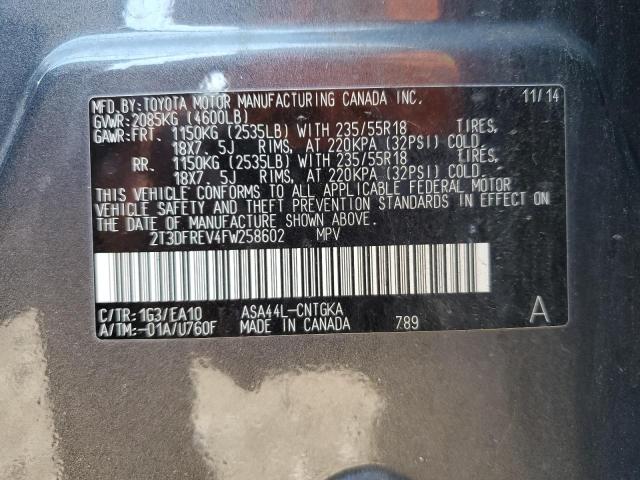 Photo 10 from auction – 2015 TOYOTA RAV4 LIMIT with VIN 2T3DFREV4FW258602