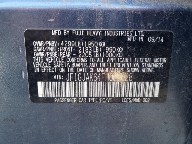 Photo 10 from auction – 2015 SUBARU IMPREZA PR with VIN JF1GJAK64FH002028