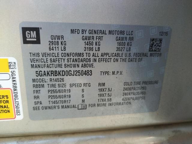 Photo 10 from auction – 2016 BUICK ENCLAVE with VIN 5GAKRBKD0GJ250483