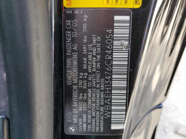 Photo 10 from auction – 2006 BMW 650 I with VIN WBAEH13476CR46054