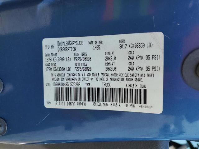 Photo 10 from auction – 2005 DODGE RAM 1500 S with VIN 1D7HA18N35J575299