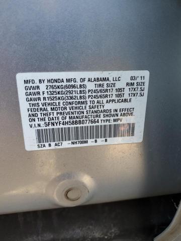 Photo 10 from auction – 2011 HONDA PILOT EXL with VIN 5FNYF4H58BB077664