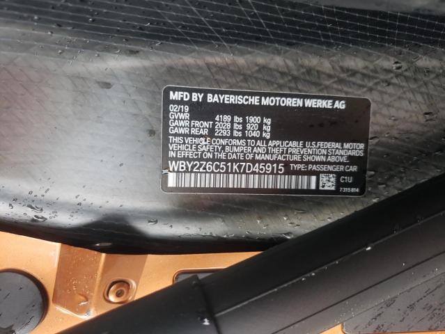 Photo 10 from auction – 2019 BMW I8 with VIN WBY2Z6C51K7D45915