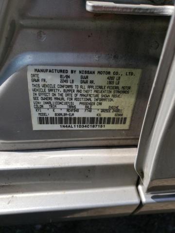 Фото 10 с аукциона – 2004 NISSAN ALTIMA BAS с VIN 1N4AL11D34C187151
