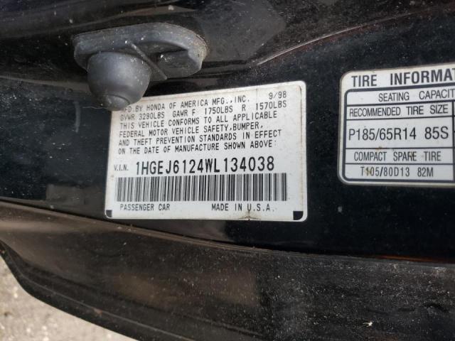 Photo 10 from auction – 1998 HONDA CIVIC with VIN 1HGEJ6124WL134038