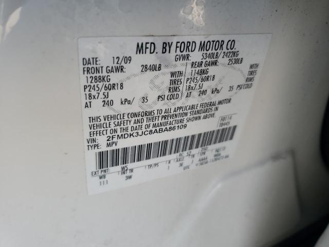 Photo 10 from auction – 2010 FORD EDGE SEL with VIN 2FMDK3JC8ABA86109
