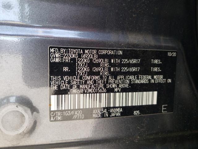Photo 10 from auction – 2021 TOYOTA RAV4 XLE with VIN JTMR6RFV3MD015636