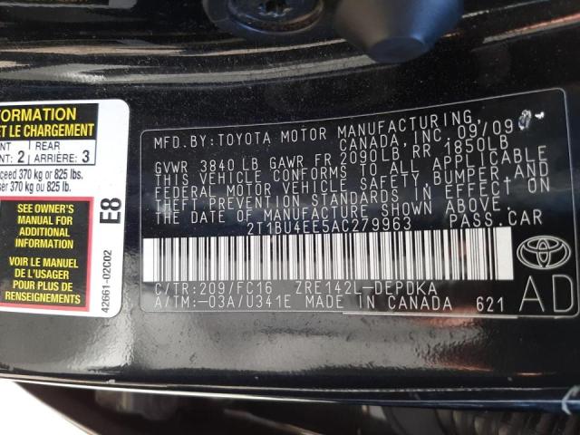 Photo 10 from auction – 2010 TOYOTA COROLLA BA with VIN 2T1BU4EE5AC279963