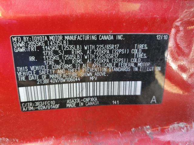 Photo 10 from auction – 2011 TOYOTA RAV4 with VIN 2T3BF4DV7BW106044
