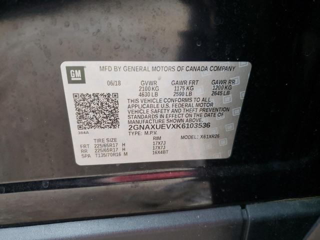 Photo 10 from auction – 2019 CHEVROLET EQUINOX LT with VIN 2GNAXUEVXK6103536