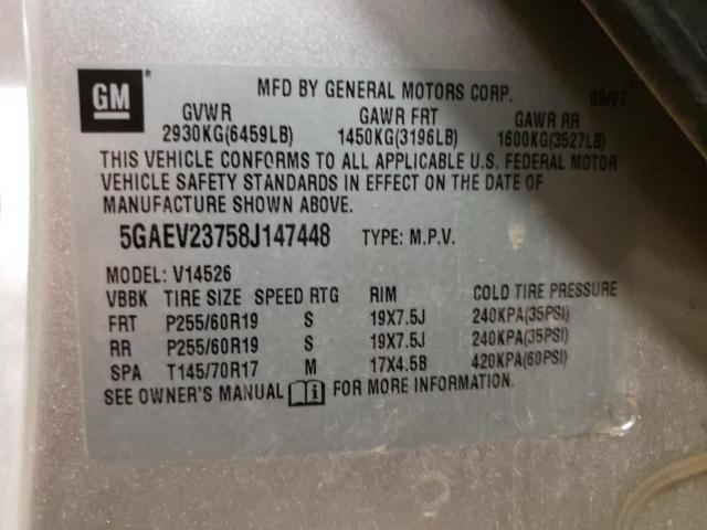 Photo 10 from auction – 2008 BUICK ENCLAVE CX with VIN 5GAEV23758J147448