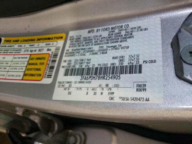 Photo 10 from auction – 2017 FORD FUSION SE with VIN 3FA6P0H78HR254905