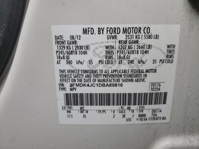 Photo 10 from auction – 2013 FORD EDGE SEL with VIN 2FMDK4JC1DBA89816