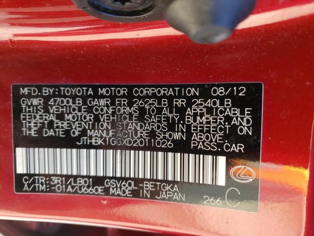 Photo 10 from auction – 2013 LEXUS ES 350 with VIN JTHBK1GGXD2011026