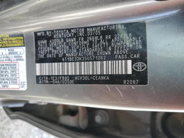 Photo 10 from auction – 2005 TOYOTA CAMRY LE with VIN 4T1BE32K35U571262