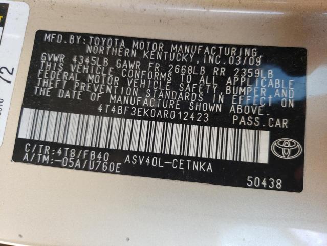 Photo 10 from auction – 2010 TOYOTA CAMRY BASE with VIN 4T4BF3EK0AR012423