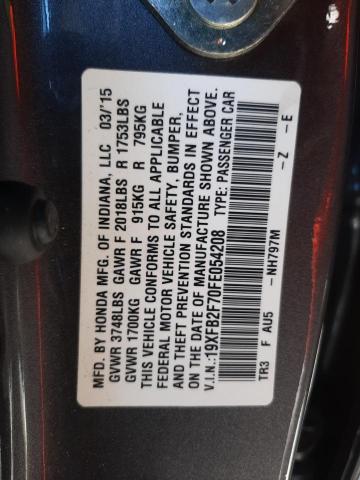 Photo 10 from auction – 2015 HONDA CIVIC SE with VIN 19XFB2F70FE054208