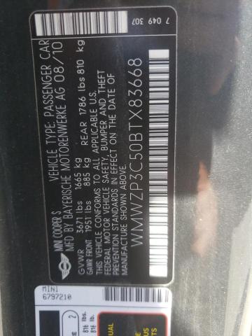 Photo 10 from auction – 2011 MINI COOPER S with VIN WMWZP3C50BTX83668