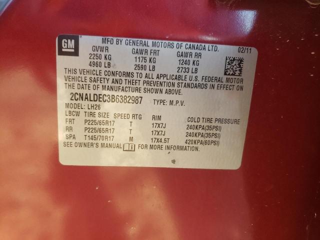 Photo 10 from auction – 2011 CHEVROLET EQUINOX LT with VIN 2CNALDEC3B6382987
