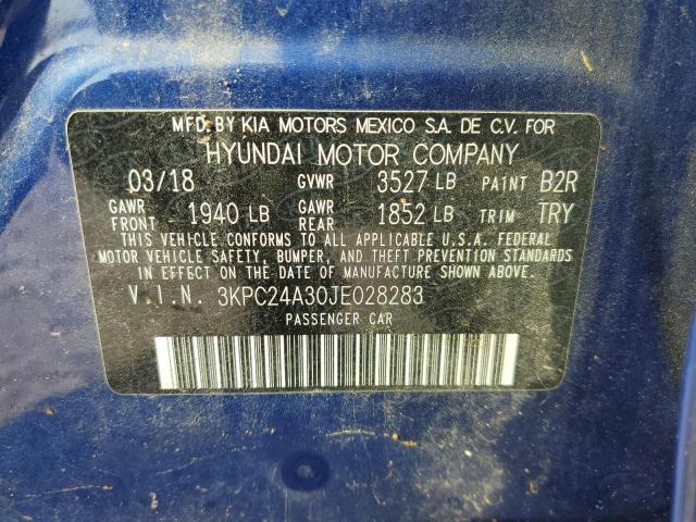 Photo 10 from auction – 2018 HYUNDAI ACCENT SE with VIN 3KPC24A30JE028283
