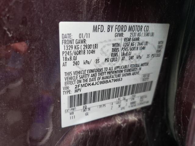 Photo 10 from auction – 2011 FORD EDGE SEL with VIN 2FMDK4JC9BBA79693