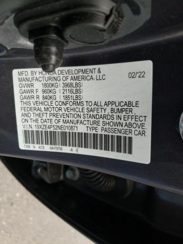 Photo 10 from auction – 2022 HONDA INSIGHT EX with VIN 19XZE4F52NE010871