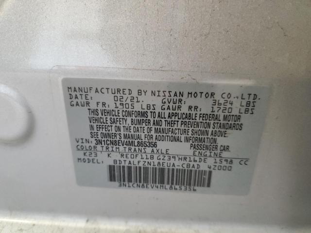 Photo 10 from auction – 2021 NISSAN VERSA SV with VIN 3N1CN8EV4ML865356