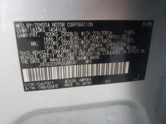 Photo 10 from auction – 2005 TOYOTA RAV4 with VIN JTEGD20V950088141