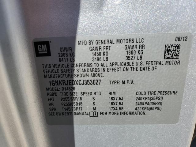 Photo 10 from auction – 2012 CHEVROLET TRAVERSE L with VIN 1GNKRJEDXCJ353027